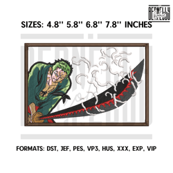 One Piece Zoro Embroidery Design File, One Piece Anime313