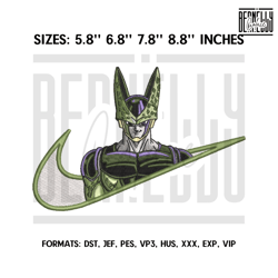Perfect Cell Embroidery Design File, Dragon Ball Anime330
