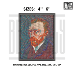 Van Gogh Self Portrait Embroidery Design File Pes, Art548