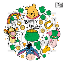 Born Lucky Winnie The Pooh St Patricks Day Png Digital File