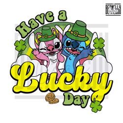 Stitch and Angel Have A Lucky Day Svg Digital File