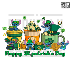 Happy St Patrick Day Stitch Coffee Png Sublimation