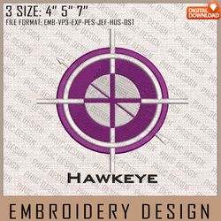 Hawkeye Embroidery Files, Marvel Comics, Movie Inspired Embroidery Design, Machine Embroidery Design99