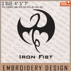 Iron Fist Embroidery Files, Marvel Comics, Movie Inspired Embroidery Design, Machine Embroidery Desi116