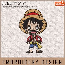 Luffy Embroidery Files, One Piece, Anime Inspired Embroidery Design, Machine Embroidery Design 7190