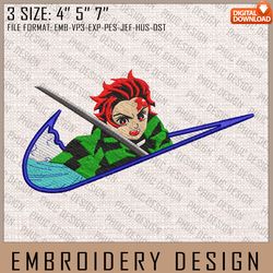 Tanjiro Nike Embroidery Files, Nike Embroidery, Demon Slayer, Anime Inspired Embroidery Design, Mach337