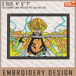 Zenitsu Embroidery Files, Demon Slayer, Anime Inspired Embroidery Design, Machine Embroidery Design 363
