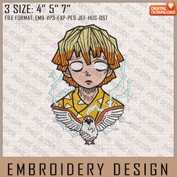 Zenitsu Embroidery Files, Demon Slayer, Anime Inspired Embroidery Design, Machine Embroidery Design 367