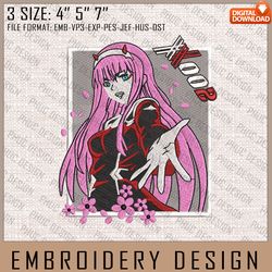 Zero Two Embroidery Files, Darling In The Franxx, Anime Inspired Embroidery Design, Machine Embroide370