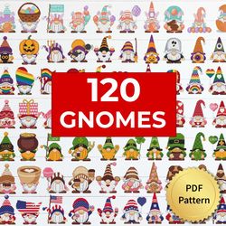 SET of 120 Gnome Cross Stitch Pattern