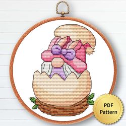 Easter Gnome Cross Stitch Pattern, Easy Cute Gnome Easter Ornaments Embroidery, Counted Chart