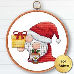 Christmas Gnome Cross Stitch Pattern, Easy Cute Gnome Ornaments Embroidery, Counted Cross Stitch Chart. 7 of 9