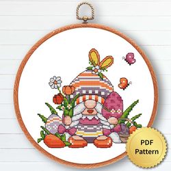 Easter Gnome Cross Stitch Pattern, Easy For Beginners, Easter Ornament Embroidery. 4 of 6