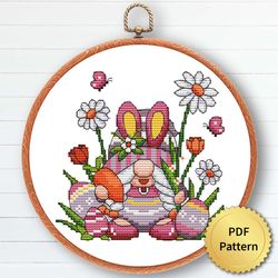 Easter Gnome Cross Stitch Pattern, Easy For Beginners, Easter Ornament Embroidery. 5 of 6