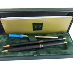 CROSS CLASSIC CENTURY Lady set ball point & pencil pen black and gold trims In Gift box