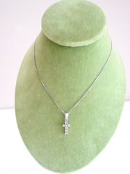 Cross pendant in white zircons & sterling silver with necklace chain SILVER STERLING 925
