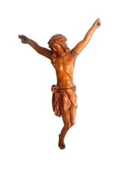 CRUCIFIX in hand carved boxwood wood corpus of Christ buxus Made in Italy Veneto 1900s High cm 25.5 Wall mount