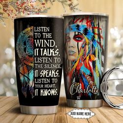 20oz & custom stainless steel tumblers: native american woman dream catcher design - perfect christmas gift for men