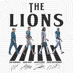 Lions Walking Abbey Road Signatures Football Shirt, Dan Campbell, Jared Goff PNG File Digital Download Sublimation