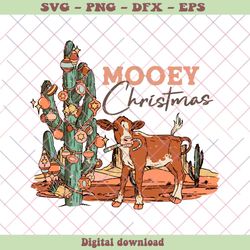 Retro Vintage Moony Western Christmas Cow SVG File, PNG - SVG Files, Z1421