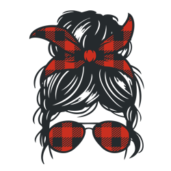 Bun girl and shades plaid Svg, Buffalo Plaid Christmas Svg, Christmas Svg, Buffalo Plaid Svg, Christmas logo, Cut file