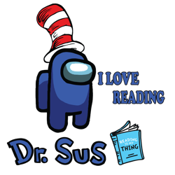 Blue Dr Sus SVG Digital File, Dr Seuss Among Us Svg, Dr Sus Svg, Dr Seuss Svg, Reading Book Svg, Digital download