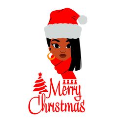 Merry Christmas Png, Black Girl Christmas Png, Black Woman Png, Afro Woman Christmas Png, Digital download
