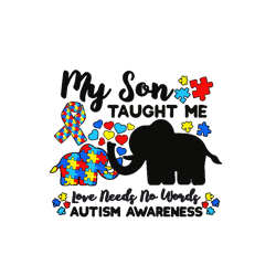 My Son Taught Me Love Needs No Words Svg, Autism Svg, Awareness Svg, Autism logo Svg, Autism Heart Svg, Digital download