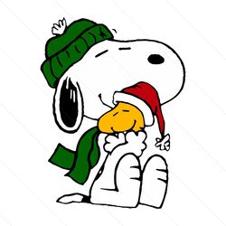 Cute Snoopy Dog Woodstock Christmas SVG File Digital
