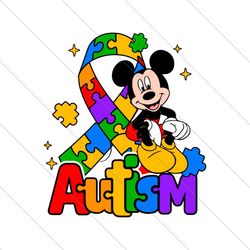Mickey Autism Awareness Ribbon Puzzle Piece SVG File Instant Download File Digital