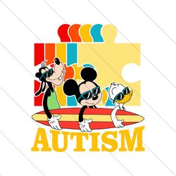 Funny Mickey Donald Goofy Autism SVG File Instant Download File Digital