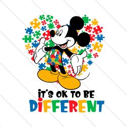 Mickey Mouse Autism Its Ok To Be Different SVG File Instant Download File Digital