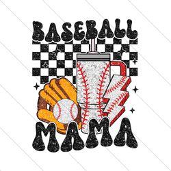 Retro Glitter Baseball Mama Tumbler PNG File Instant Download File Digital