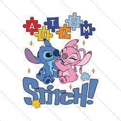 Stitch And Angel Autism Awareness SVG File Digital