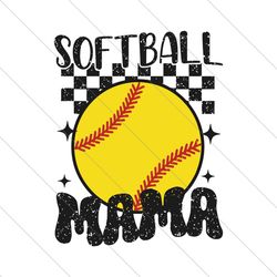 Retro Softball Mama baseball Checkered SVG File Digital