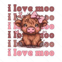 Valentine Highland Cow Western I Love You PNG Instant Download