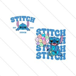 Cute Disney Stitch Est 2002 Balloons SVG
