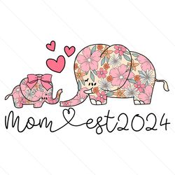 Groovy Mom Est 2024 Floral Elephant PNG
