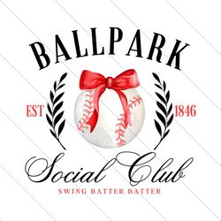 Retro Ballpark Social Club Est 1846 Baseball PNG File Digital