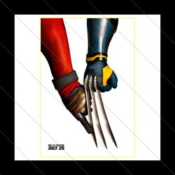 Deadpool And Wolverine Hold Hand PNG File Digital