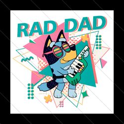 Bluey Bandit Rad Dad Guitar PNG File Digital