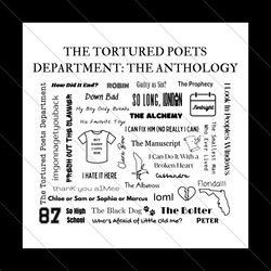 The Tortured Poets Department Tracklist SVG File Digital