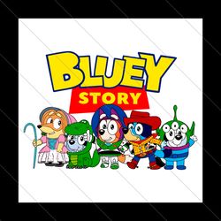 Funny Bluey Story Cartoon Characters PNG File Digital