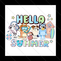 Hello Summer Bluey Friends PNG File Digital