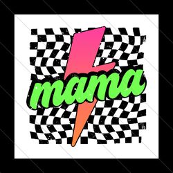 Neon Mama Checkered Mom Lightning Bolt SVG File Digital