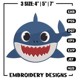 Baby Shark Embroidery Design, Shark Embroidery, cartoon shirt, Embroidery File, Embroidery design, Digital download.