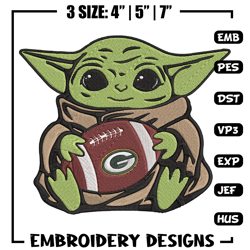 Baby Yoda Green Bay Packers embroidery design, Packers embroidery, NFL embroidery, sport embroidery, embroidery design.