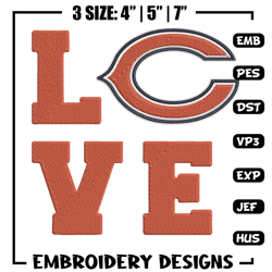 Chicago Bears Love embroidery design, Chicago Bears embroidery, NFL embroidery, sport embroidery, embroidery design.