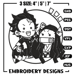 Tanjiro x nezuko Embroidery Design, Demon slayer Embroidery, Embroidery File, Anime Embroidery, Digital download