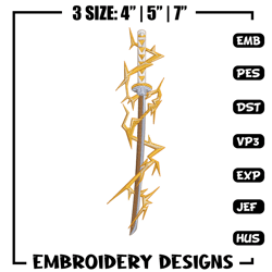 Zenitsu sword Embroidery Design, Demon slayer Embroidery, Embroidery File, Anime Embroidery, Digital download
